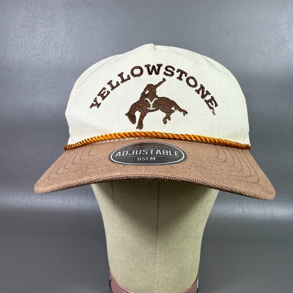 Yellowstone Ranch Hat Snapback Rope Brim Tan Brown Cowboy Paramount TV NWT *READ - Picture 2 of 12